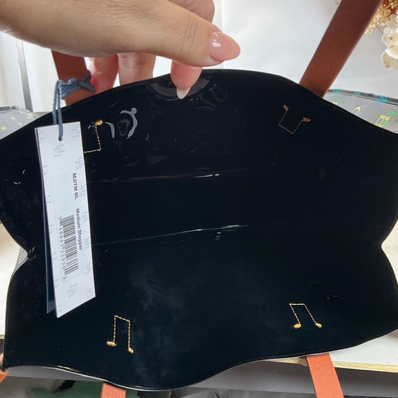 Dooney & Bourke Medium Shopper Hand Shoulder Bag Black Tote with Multicolor Logo - Picture 9 of 10